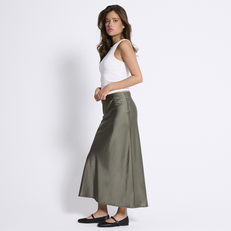 Satin skirt "Corinne" Army Green